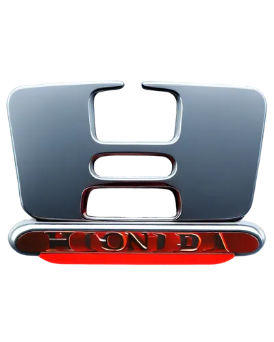 Honda logo, silver wing mark, red letter H, metallic finish, reflective surface, 3D effect, close-up shot, shallow depth of field, bright lighting, high contrast, detailed texture, sleek design, moder