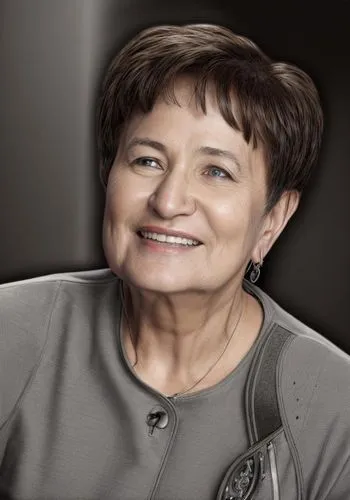 a po of a smiling woman with brown hair and dark background,kosmea,leclaire,dreifuss,aksener,lovinescu,brundtland,Common,Common,Natural