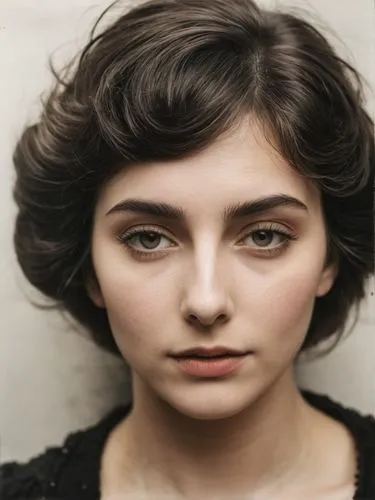 Full-length woman in a photo studio.,a woman in black shirt with short brown hair,vintage female portrait,zemfira,vintage woman,birce akalay,ariela,dennings,Photography,Documentary Photography,Documen