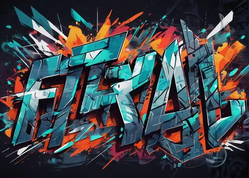 Construct a gritty and urban graffiti font for a streetwear brand.,teal digital background,fire logo,fractalius,feral,trigram,typography,firebrat,triangles background,firethorn,fractale,threads,teal a