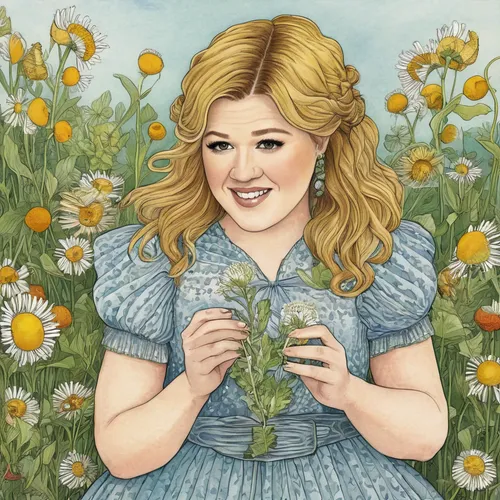 Kelly Clarkson,holding flowers,girl in flowers,potato blossoms,virginia sweetspire,bitter clover,dandelion meadow,dandelions,trisha yearwood,picking flowers,portrait of christi,girl picking flowers,he