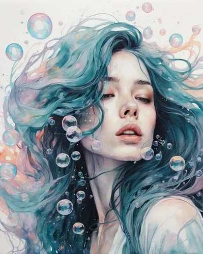 watercolor mermaid,watery heart,mermaid vectors,water pearls,bubble,liquid bubble,bubbles,water nymph,siren,bubble mist,mermaid background,underwater,mermaid,under water,under the water,submerged,wet water pearls,water colors,colorful water,water rose,Illustration,Paper based,Paper Based 20