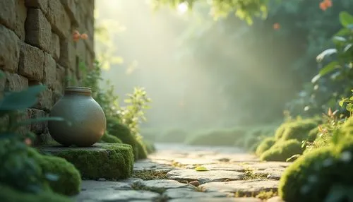 pathway,3d render,verdant,wishing well,the path,the mystical path,forest path,shader,labyrinthian,3d rendered,background with stones,stone background,environments,paths,3d fantasy,moss landscape,shaders,wooden path,cryengine,fantasy landscape,Photography,General,Realistic