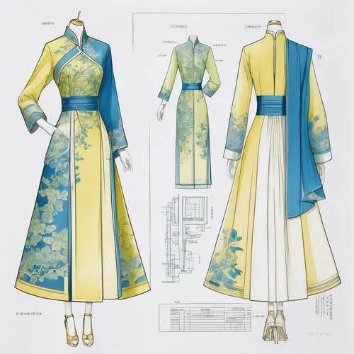 costume design,hanbok,fashion design,folk costume,ao dai,dress form,vintage paper doll,garment,retro paper doll,fabric design,sewing pattern girls,folk costumes,anime japanese clothing,overskirt,japan pattern,designs,chinese style,fashion designer,ethnic design,vintage dress,Unique,Design,Blueprint