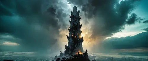 a castle that has a giant tower at the top,orthanc,isengard,asgard,tirith,barad,gallifrey,midgard,stormbreaker,sky tree,mordor,ragnarok,spire,tornus,weyland,erebor,sauron,shard of glass,shannara,tarta