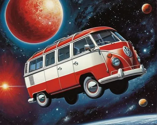 vwbus,volkswagenbus,campervan,vanagon,vw camper,vw bus,camper van,vw van,minibus,moon car,camper van isolated,red bus,nissan caravan,galaxy express,the system bus,camping bus,travel van,microvan,travel trailer poster,kombi 965,Conceptual Art,Sci-Fi,Sci-Fi 20