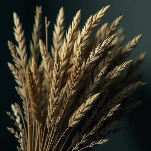 The image depicts a close-up view of a bundle of dried plants and grasses. The scene is quite dark, with minimal light illuminating the flora, creating a slightly mysterious and moody atmosphere. The 