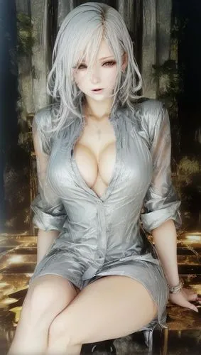 yagyu,nier,vestal,silvered,silver,ahlert,silver rain,saom,silvery,bjd,khatuna,miyabi,bns,omotoyossi,peko,gray color,sachiko,piko,sitting on a chair,fuki