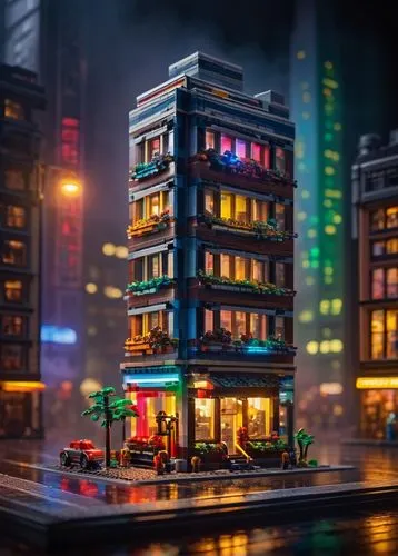 lego city,micropolis,miniature house,dollhouses,microdistrict,voxel,doll house,apartment house,lego background,apartment building,apartment block,an apartment,dolls houses,retro diner,city corner,toy brick,shanghai,colorful city,lego,metropolis,Illustration,American Style,American Style 12