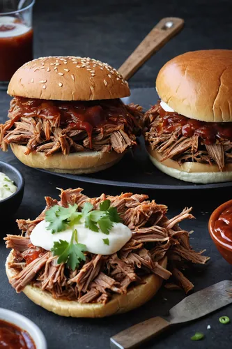 Create a lively dialogue between friends debating the best sauce to pair with pulled pork.,pulled pork,barbecue sauce,pork barbecue,carnitas,smoked beef,barbecue chicken,barbacoa,brisket,roast beef,te