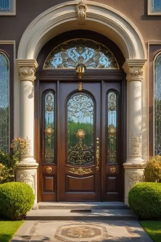 garden door,front door,entryway,house entrance,hinged doors,iron door,door trim,metallic door,steel door,doors,the threshold of the house,entranceway,main door,wrought iron,entryways,front gate,doorway,doorways,entrances,gold stucco frame,Illustration,Retro,Retro 24