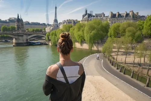 river seine,paris,seine,parisian,girl on the river,parisiennes,hakeim,parisienne,paris clip art,paris - london,conciergerie,parisians,parisii,parisien,quai,girl in a long dress from the back,tuileries garden,chignon,pariz,passerelle,Man Bun,Outdoor,Banks of the Seine