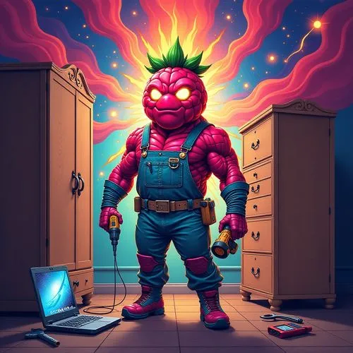 pyrotechnical,krang,pyrokinesis,fire devil,pepperman,utilityman,Illustration,Abstract Fantasy,Abstract Fantasy 05