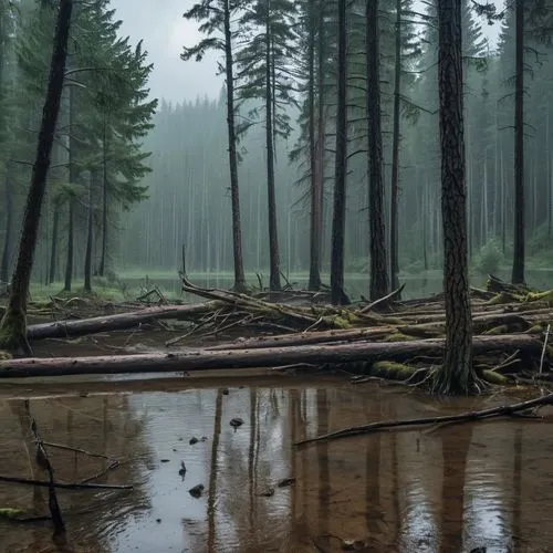 foggy forest,coniferous forest,temperate coniferous forest,spruce forest,bavarian forest,swampy landscape,fir forest,northern black forest,pine forest,forest landscape,spruce-fir forest,riparian forest,wet lake,old-growth forest,northwest forest,black forest,germany forest,forest floor,forest glade,trillium lake