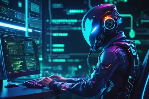 cyber,cyberpunk,man with a computer,cyberspace,crypto mining,computer,hacking,computer freak,cyber crime,night administrator,hacker,kasperle,computer game,neon human resources,coder,girl at the computer,freelancer,electronic market,compute,computer art,Conceptual Art,Sci-Fi,Sci-Fi 04