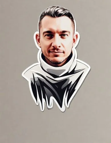 Expressão de bravo,sticker depicting a stylized portrait of a man with grey hair and mustache,quagliarella,twitch icon,sokka,lotterer,legija,ravanelli,Digital Art,Sticker