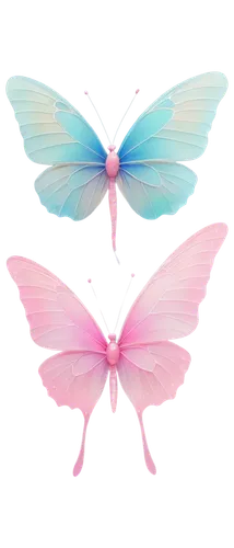 pink butterflies, transparent wings, delicate legs, antennae, colorful scales, shimmering effect, soft focus, gentle fluttering, 3/4 composition, warm lighting, pastel colors, whimsical atmosphere, so