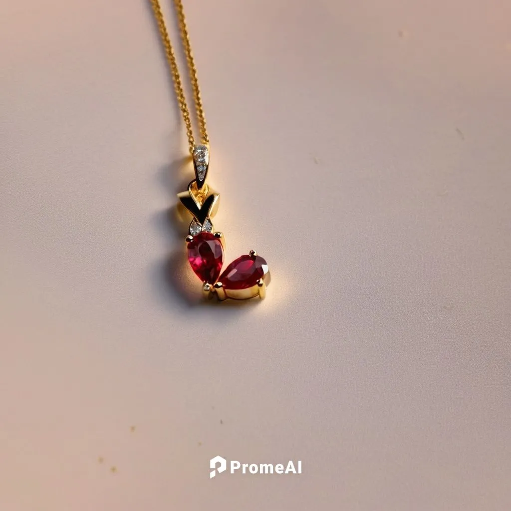 gold jewelry pendant with two ruby gemstones in pear shape, gold material,necklace with winged heart,double hearts gold,diamond pendant,pendant,red heart medallion,gift of jewelry,locket,jewelry flore