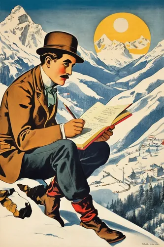 vintage illustration,publish a book online,travel poster,ski mountaineering,patrol suisse,cool woodblock images,ski touring,snow scene,vintage ilistration,cross-country skiing,telegram,advertising figure,newspaper delivery,postcard for the new year,christmas messenger,ramsau,vintage books,winter service,italian poster,people reading newspaper,Illustration,Black and White,Black and White 25