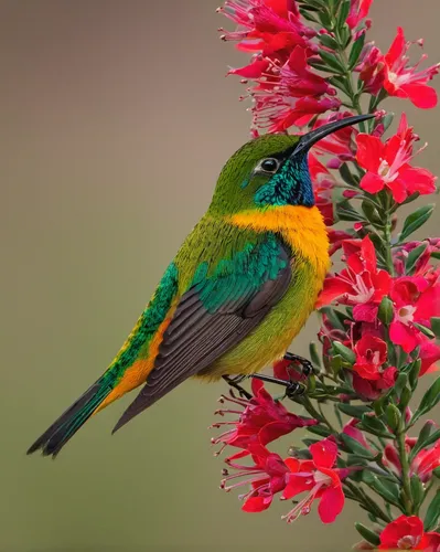 I took this image of the orange-breasted sunbird near McGregor in the Western Cape. -By Hilda le Roux, Robertson. Canon 7D II, Canon 500mm f/4, ISO 320, f/6.3, 1/640 sec.,southern double-collared sunb