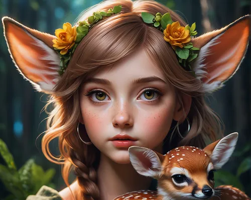 fawn,fantasy portrait,deer illustration,fawns,faerie,faery,faun,bambi,woodland animals,young-deer,dryad,deer,forest animals,forest animal,fae,fantasy art,deer in tears,fantasy picture,deers,fairy tale character,Conceptual Art,Daily,Daily 15