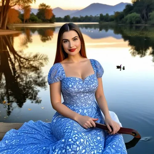 a woman in blue sitting on a dock in the water,aishwarya,nurhaliza,anarkali,gwtw,uzbek,tamanna