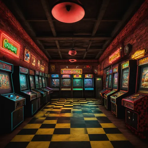 arcade games,arcade game,arcade,arcades,game room,pinball,cartoon video game background,video game arcade cabinet,recreation room,retro diner,skee ball,retro background,shooting gallery,retro items,retro styled,soda fountain,playing room,3d render,bar billiards,ufo interior,Illustration,Retro,Retro 24