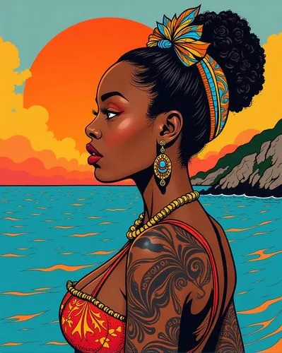 oshun,ibibio,african woman,baoshun,angolan,africana,Illustration,American Style,American Style 04