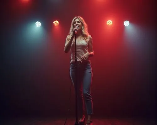 singing,bradbery,scene lighting,chanteuse,mic,singin