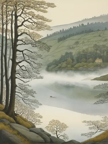 brook landscape,ladybower reservoir,river landscape,loch,robert duncanson,river wharfe,gower,loch drunkie,carol colman,olle gill,lake district,loch venachar,autumn landscape,forest landscape,edward lear,yorkshire,bracken,upper derwent valley,glendalough,moorland,Illustration,Realistic Fantasy,Realistic Fantasy 31