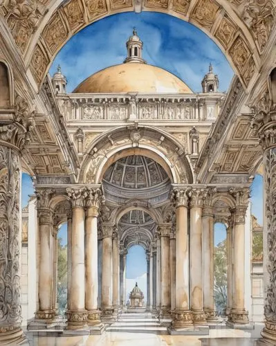 marble palace,palermo,vittoriano,borromini,celsus library,colonnades,zwinger,piazza del popolo,villa borghese,vatican museum,saint peter's basilica,basilica di san pietro in vaticano,sanssouci,st peter's basilica,bernini's colonnade,cochere,louvre,archly,caserta,mirogoj,Illustration,Black and White,Black and White 34