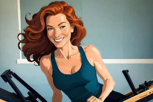 muscle woman,rotoscoped,strongwoman,jazzercise,giganta,muscle car cartoon,Illustration,Vector,Vector 03