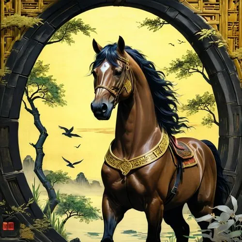 tretchikoff,epona,arabian horse,painted horse,golden unicorn,cheval,bronze horseman,horseplayer,equus,caballus,howdah,brown horse,weehl horse,carousel horse,banastre,shahnama,bellerophon,equine,darkhorse,zhuan,Unique,Design,Character Design