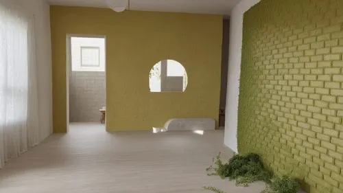 لون الحيطه بينك والسقف ابيض,yellow wallpaper,wallcovering,wallcoverings,intensely green hornbeam wallpaper,3d rendering,hallway space,sand-lime brick,wall plaster,render,wallpapering,tiled wall,render