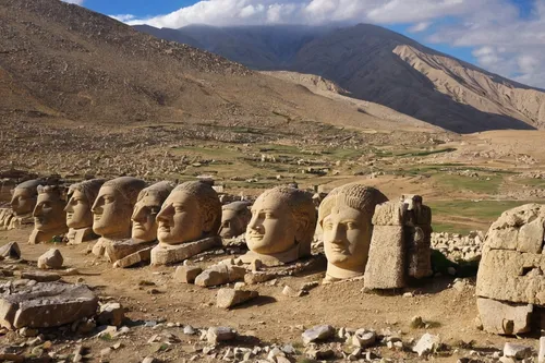 marvel of peru,stone statues,the moai,atlas mountains,mongolia mnt,the pamir highway,moai,the pamir mountains,turpan,stone figures,inca face,pamir,badakhshan national park,incas,easter island,the sculptures,stone buddha,ladakh,poseidons temple,tibet,Conceptual Art,Fantasy,Fantasy 07