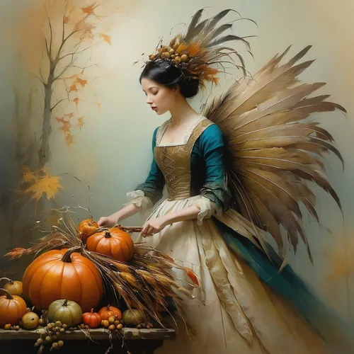 pumpkin autumn,seasonal autumn decoration,faery,autumn decoration,autumn icon,autumn pumpkins,autumn background,autumn idyll,faerie,autumn theme,autumn wreath,the autumn,harvest festival,cornucopia,fantasy art,pumpkin pie,autumn decor,fantasy picture,light of autumn,decorative pumpkins,Illustration,Realistic Fantasy,Realistic Fantasy 16