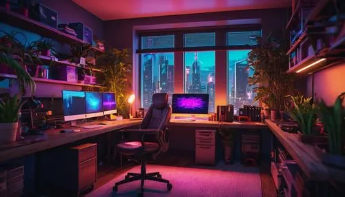 computer room,working space,modern office,creative office,aesthetic,study room,workspace,desk,work space,computer workstation,workspaces,ambient,blur office background,game room,office desk,cyberpunk,voxel,modern room,workstations,offices,Conceptual Art,Sci-Fi,Sci-Fi 26