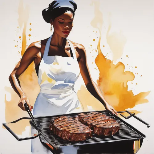 Describe the delicious aroma of beef butter BBQ sizzling on the grill.,painted grilled,grilled food sketches,boerewors,barbecue,barbecue grill,grill,grilled,grilled food,barbeque grill,cooking book co