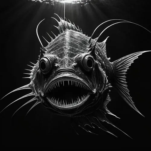 anglerfish,hatchetfish,lanternfish,dragonfish,wolffish,tautog,frankenfish,deep sea,openbsd,rhino fish,deepsea,monkfish,rockfish,mesopelagic,glassfish,piranha,devilfish,tigerfish,sheephead,lingcod,Conceptual Art,Daily,Daily 32