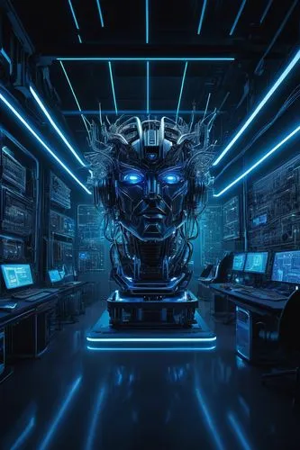 Transformer-based AI model, futuristic laboratory, neon lights, sleek metallic surfaces, wires and circuits, CPU units, motherboards, robotic arms, coding screens, complex algorithms, data streams, 3D