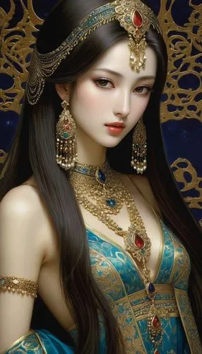 oriental princess,oriental girl,diaochan,apsara,gandhari,asian woman,Illustration,Realistic Fantasy,Realistic Fantasy 08