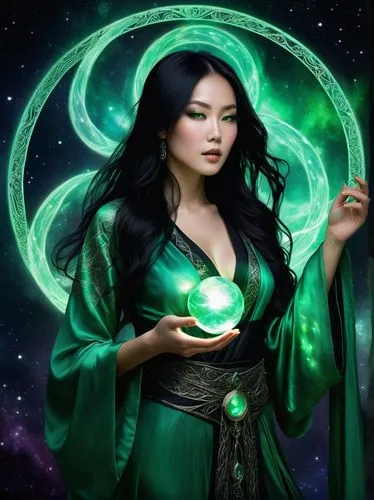 anahata,nephrite,sorceress,wiccan,the enchantress,chryste,Illustration,Realistic Fantasy,Realistic Fantasy 07