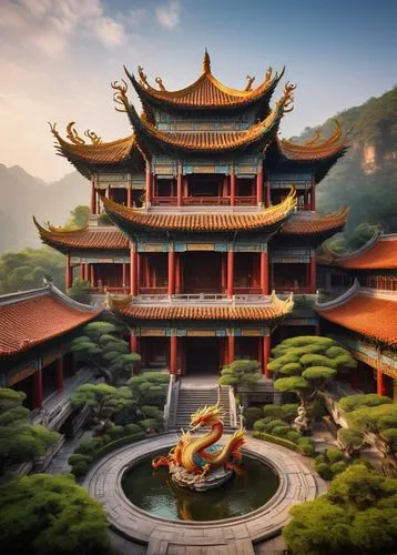 asian architecture,hall of supreme harmony,wudang,the golden pavilion,buddhist temple,teahouses,tianxia,qingcheng,yunnan,qingming,hengdian,taoism,taoist,confucianism,golden pavilion,shuozhou,qingnian,yenching,xingshan,qinshan,Unique,3D,Modern Sculpture