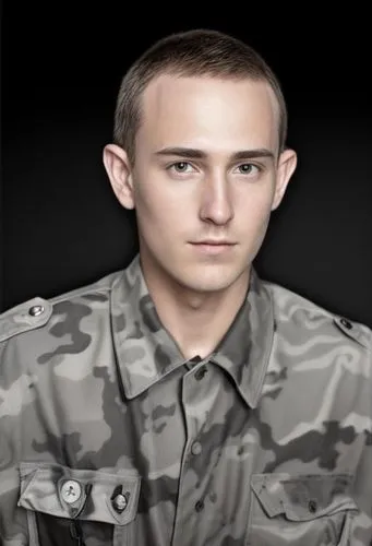 a man wearing military clothing posing for the camera,tsa,portrait background,tenser,dmitrij,shmuel,pavlik,Common,Common,Natural