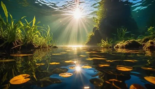 underwater oasis,underwater landscape,underwater background,koi pond,sunrays,sun reflection,aquatic plant,nature background,aquatic plants,pond,full hd wallpaper,reflection in water,rays,sun rays,nature wallpaper,mirror water,light rays,light reflections,beautiful wallpaper,calm water,Photography,Artistic Photography,Artistic Photography 01