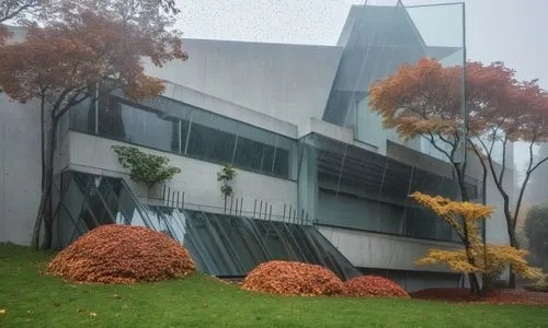 a picture of an outside building and trees,glucksman,seidler,langara,ohsu,libeskind,deyoung,Photography,General,Realistic