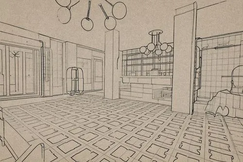 an artistic drawing of the interior of a house,abandoned room,bath room,kitchen interior,barrooms,rooms,victorian room,kitchen,linoleum,beauty room,the kitchen,tile kitchen,luxury bathroom,empty room,