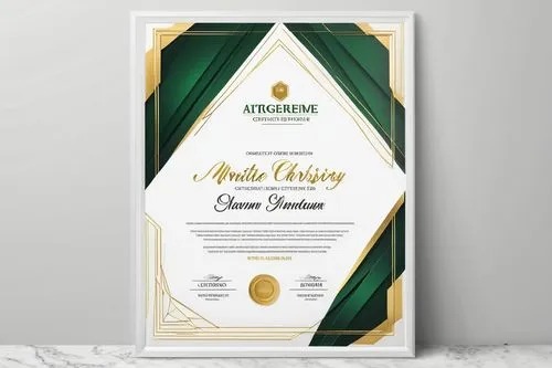 Professional Modern Certificate Template Design, gold and white, green,wedding invitation,birthday invitation template,letterhead,vintage anise green background,gold foil labels,gold foil laurel,lette