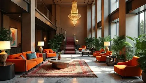 hotel lobby,lobby,foyer,hotel hall,rotana,atrium,mahdavi,midcentury,amanresorts,hotel riviera,interior decor,atriums,sofitel,kempinski,entrance hall,oberoi,hallway,pan pacific hotel,contemporary decor,royal interior,Photography,General,Realistic