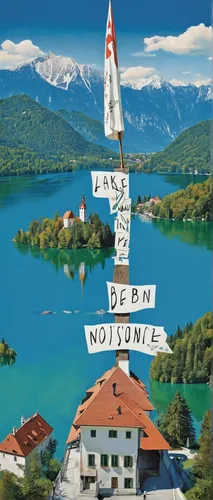 Lake Bled, Slovenia by David Hein,lake lucerne region,thun lake,travel poster,lake thun,lake annecy,thun,lake bled,lake lucerne,lake forggensee,kravice,rapperswil-jona,chiemsee,lucerne,lake zurich,kla